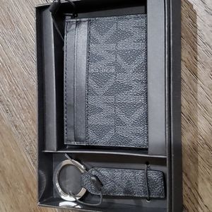 Michael Kors Monogrammed Cardholder & Keychain Set
